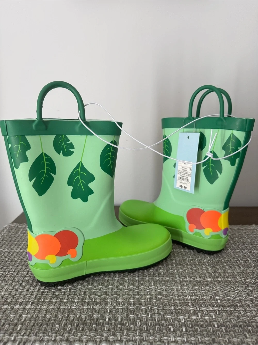 Cat & Jack Green Caterpillar Kesi Rainboots Toddler Size 11 New NWT